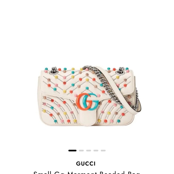 Gucci White Multicolor Studded Shoulder Bag - Picture 4 of 4
